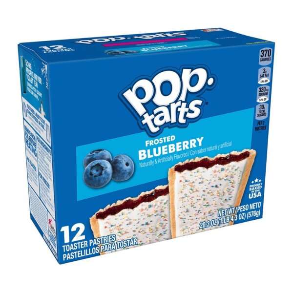 Kelloggs Pop-Tarts Frosted Blueberry - 12 Stück - 576g (MHD 24.04.2024)