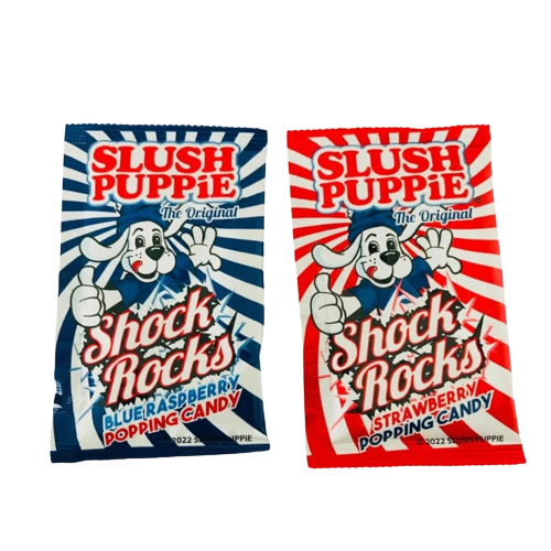 Slush Puppie Shock Rocks Strawberry Oder Blue Raspberry Popping Candy 7g