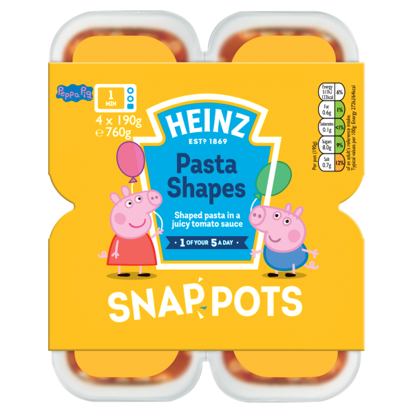 Heinz Pasta Shapes Snap Pots Peppa Pig 760g