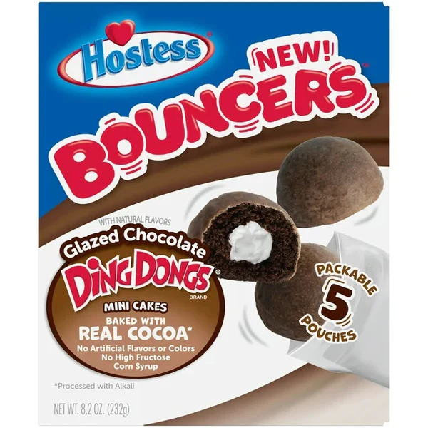 Hostess - Bouncers Glazed - Chocolate Ding Dongs mini Cakes Real Cocoa 232g