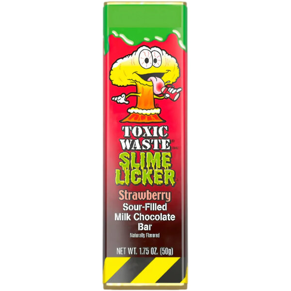 Toxic Waste Slime Licker Strawberry Sour Filled Milk Chocolate Bar 50g